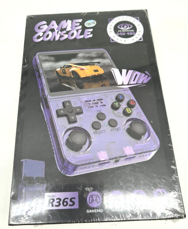128GB R36s Retro Handheld Video Game Console Linux System 3.5" Ips Screen Black