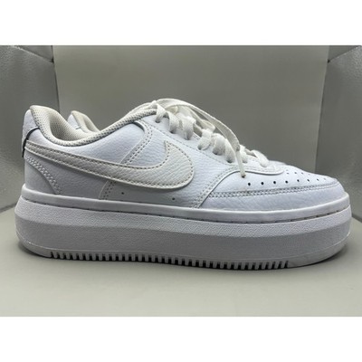 Nike Court Vision Alta Platform Triple White Sneakers Women s Size 8 - USED