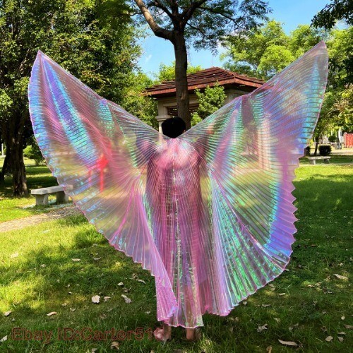 Transparent Iridescent Stage Egyptian Wings Belly Dance Isis Wings 300 Degrees - Picture 2 of 42