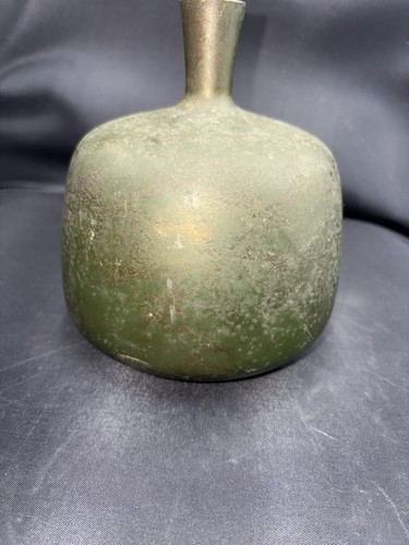 Japanese Vintage Bronze Green Gold Mottled Patina Vase Sculptural Mid Century - Picture 2 of 19