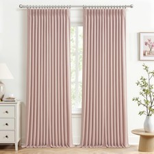 Blackout Baby Pink Memory Trained Pinch Pleated Bedroom Curtains 96 Inches Lo...