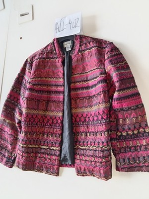 Chico's Gr. 1 (UK 12) Boho Blazer Jacke vorne offen rosa beere. ALL-402