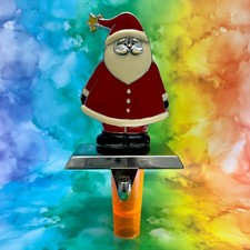 Santa Claus Stocking Holder, Christmas Metal Red & Beige 6” x 4” Festive VTG