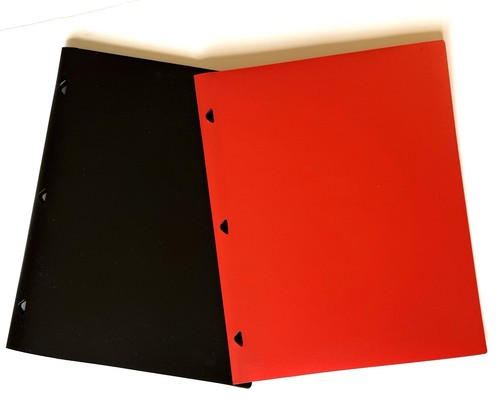 Mead Five Star Customizable 2 Pocket Plastic Folder Red & Black 2-PACK New - Picture 2 of 2