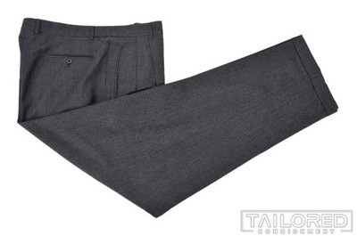 ZANELLA Duncan Solid Gray 100% Wool Mens Luxury Pants Trousers - 38