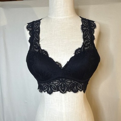 PINK Rare 2016 Victoria's Secret Date Push Up Bralette Lace Black Padded Sz S