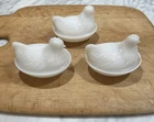 Vintage Chickens Hens On Nest Set 3 Milk Glass 4.25” X 3.5” Trinket Boxes