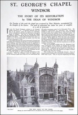 ST. GEORGE'S CHAPEL WINDSOR. THE STORY OF ITS RESTORATION, BY THE DEAN OF WINDSO