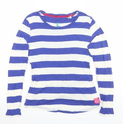 Joules Damen blau weiß gestreift Langarm Baumwolle T-Shirt Größe 12