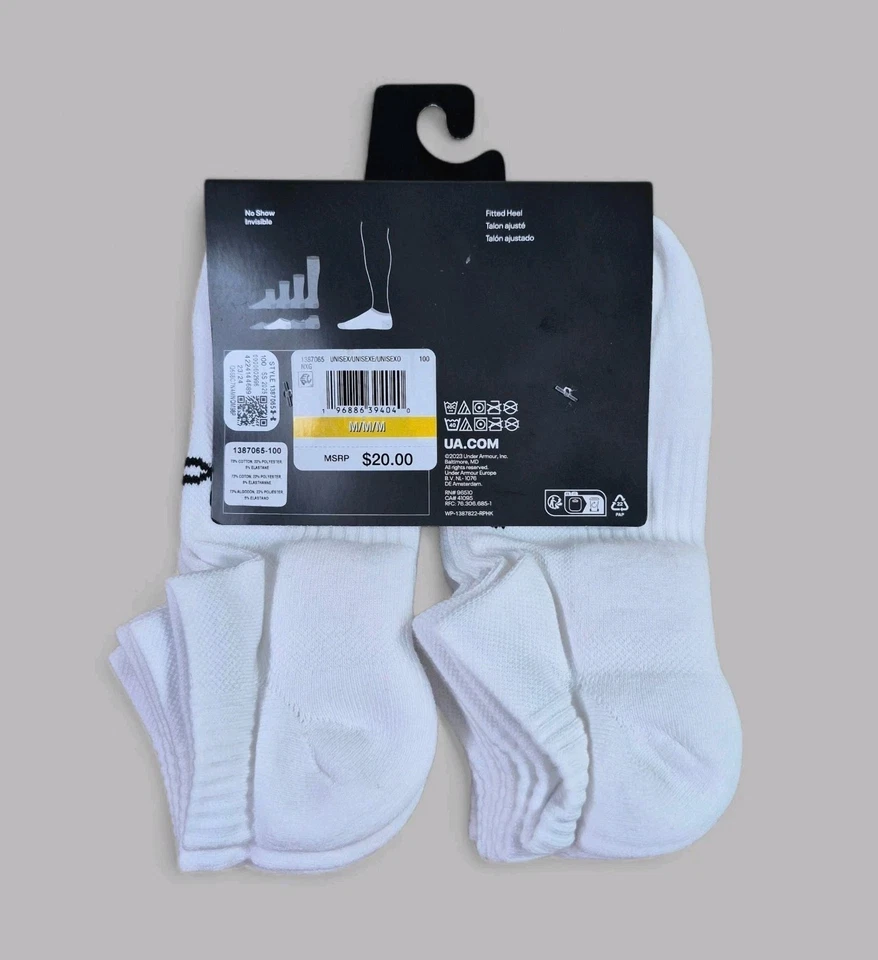 UNDER ARMOUR Niños Calcetines No Show Mechas Acolchadas Sudor 6 Pares Zapato Talla 4.5Y-7Y Foto 3 de 4