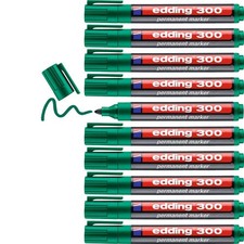 edding 300 permanent marker - green - 10 pens - round tip 1.5-3 mm - waterproof,