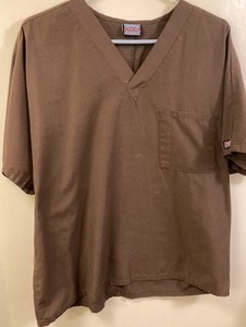 AUTHENTIC CHEROKEE WORKWEAR BrownScrub Top Short Sleeve XL Possible 2X See Msmnt