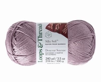 Loops & Threads, Silky Soft Yarn Soft Mauve, 3.5 OzRayon from Bamboo 240 yd