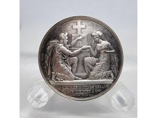 Medalla de plata histórica de 1861 por Petit Religious Wedding San Mateo / Con caja