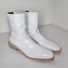 Fendi White Patent Neoprene Stretch Logo Sock Ankle Boot -White - Size EU40