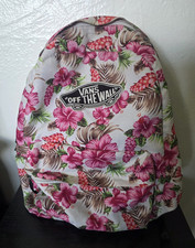 Vans Realm Hawaiian Natural Backpack White Pink Hibiscus Floral Off The Wall