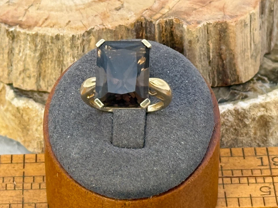Huge 15ct Smokey Topaz 14K Solid Yellow Gold Statement Ring sz 7.25--2460.25 - Image 2 of 4