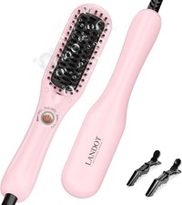 Mini Heated Hair Straightener Brush Dual Voltage Travel Hot Comb Ceramic Ionic