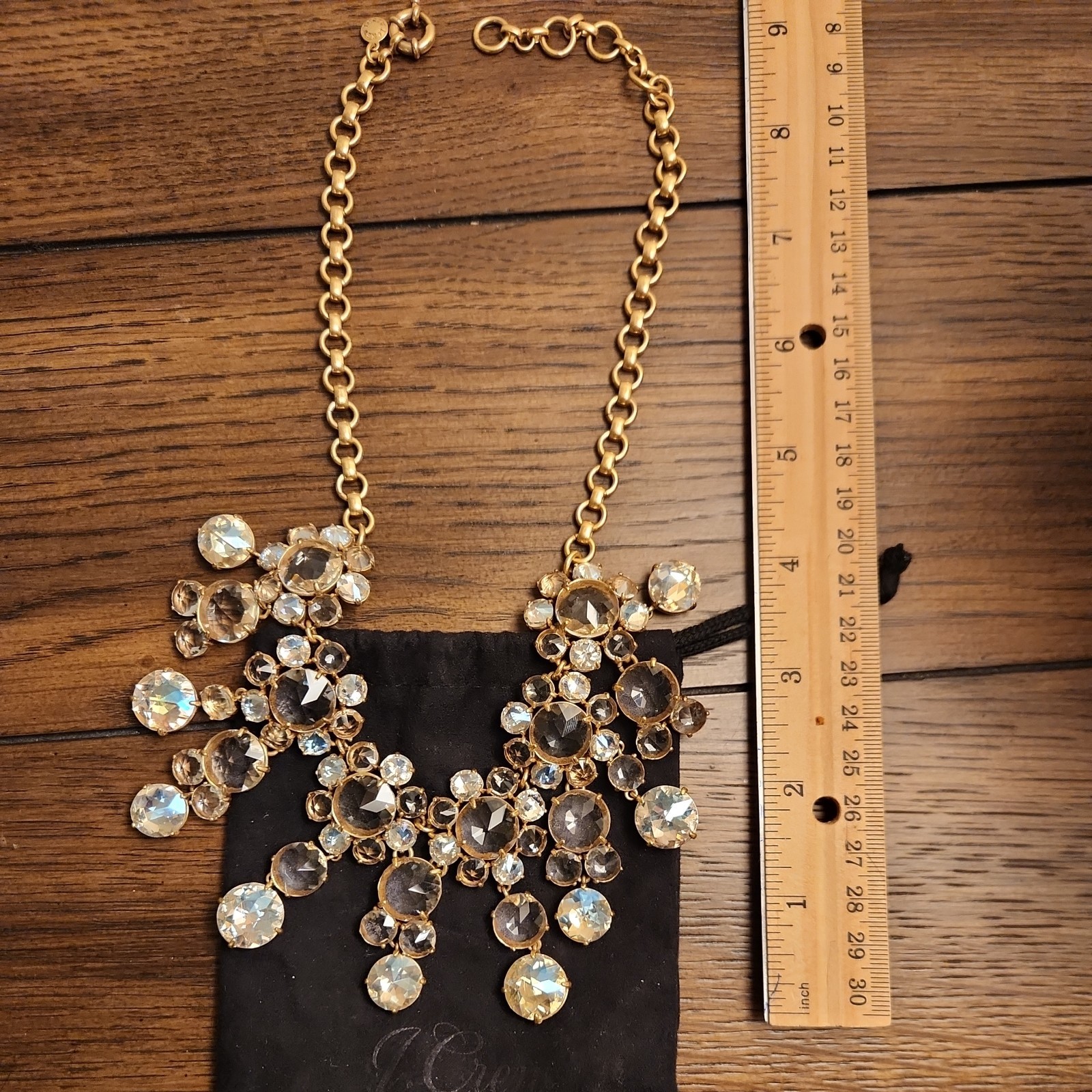 J.crew clear crystal stone statement necklace 9" … - image 3