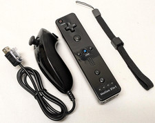 NEW Motion Plus Remote Nunchuk Controller Set BLACK for Nintendo Wii 2-in-1