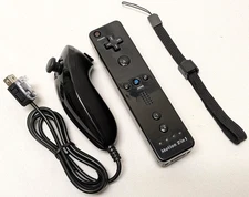 NEW Motion Plus Remote & Nunchuk Controller Set BLACK for Nintendo Wii 2-in-1