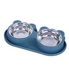 Pet Double Water Food Bowls Non Slip Stainless Steel Prevent Spill Double Dog Pe