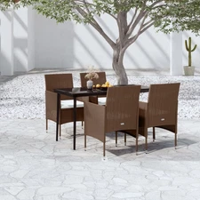 Garden Dining Set Brown and Black