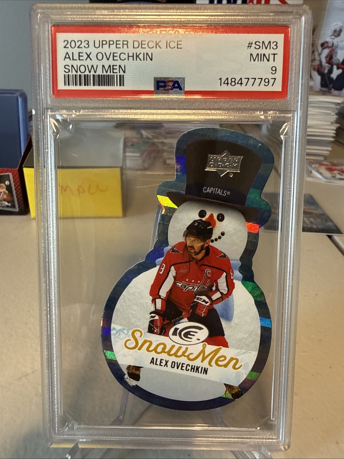 2023-24 ALEX OVECHKIN UPPER DECK ICE SNOWMEN SM-3 PSA 9 view 1