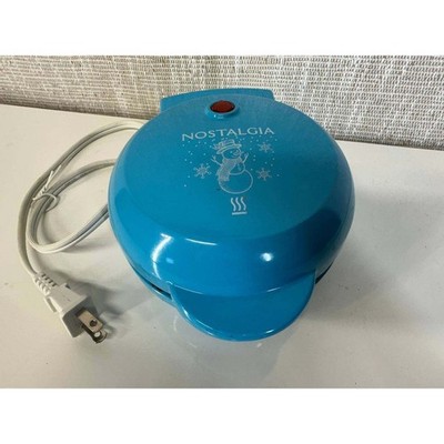 Nostalgia MyMini Snowman Waffle Maker Teal Blue Tested Works - 012 (120)