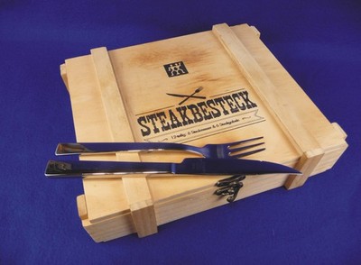 Original Zwilling Steakbesteck 18/10 Edelstahl 12 teilig in Holzbox Holz Kasten