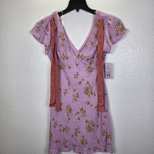 Wild Fable Dress Pink Floral Mini Flutter Sleeve Trendy Women’s Size XS