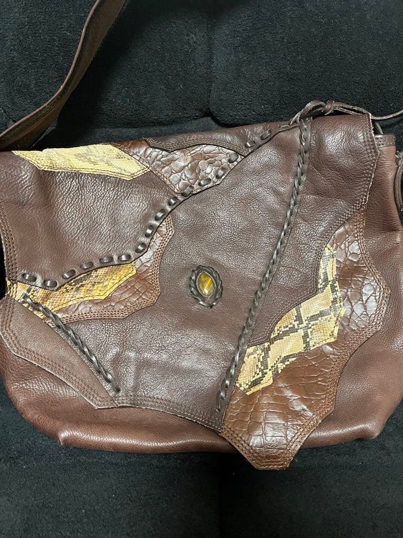Rare 2000s Python Leather GoA Stone Bag Archive U… - image 1