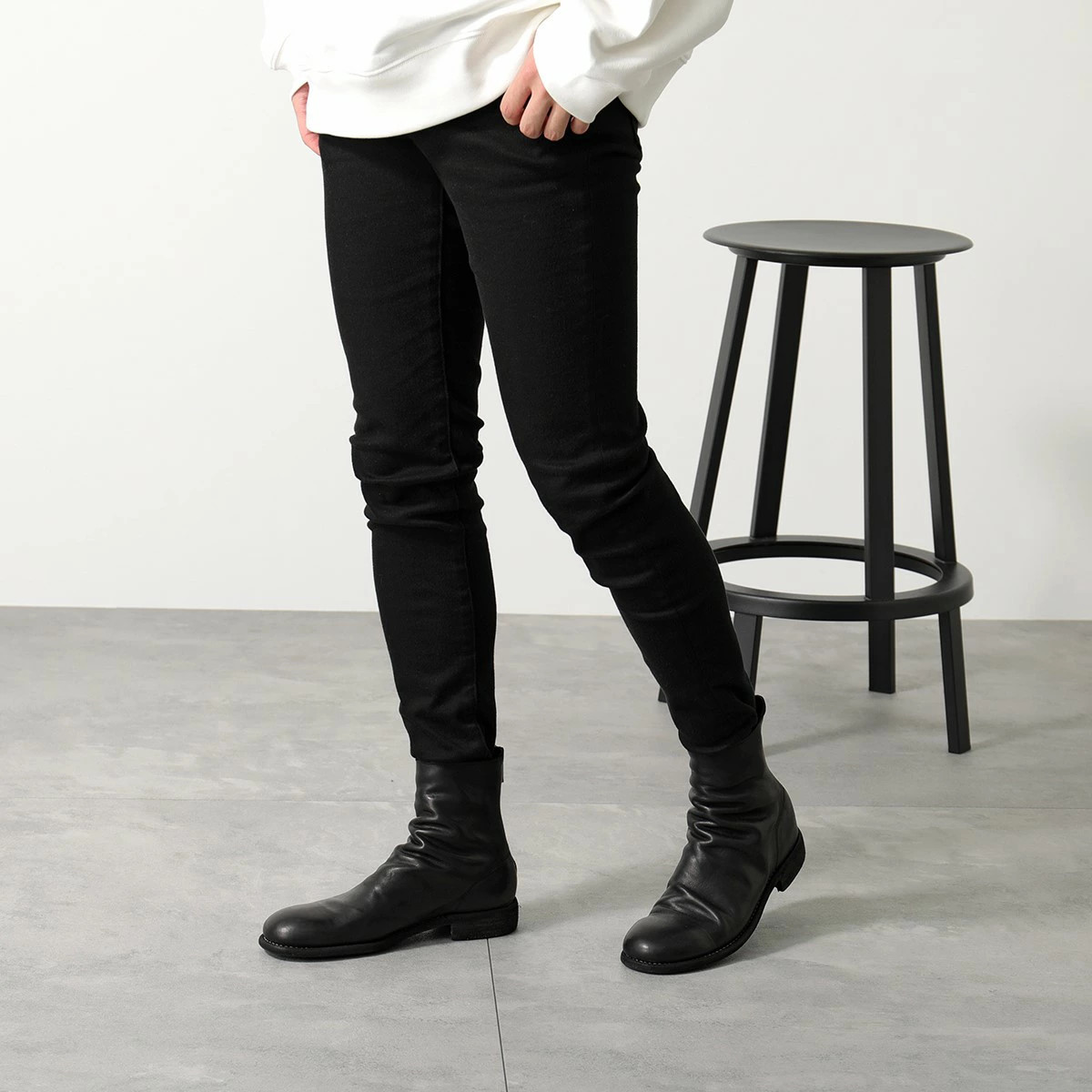 GUIDI 986 Back Zip Boots Men Full-Grain Horse Leather Black 41 or