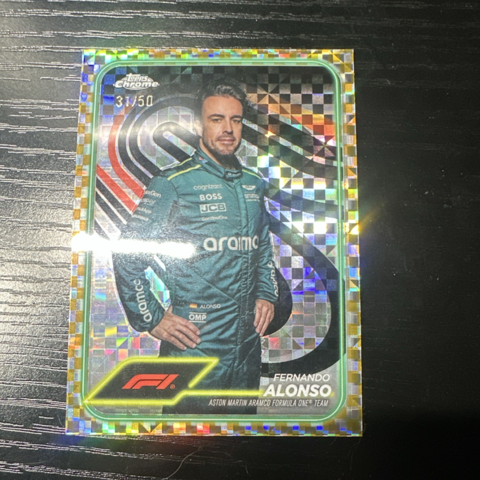 Topps Chrome F1 Fernando Alonso #11 Aston Martin Gold Checker Flag /50 2024