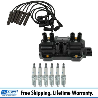 Round Ignition Coil + ACDelco Spark plug + Wire set for Chevrolet Corvette UF414