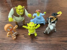 Lot of 6 McDonalds Toys Shrek  Family Donkey Puss 2007 Action Figures Talking