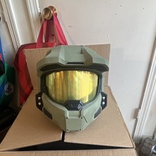 Handmade Halo Master Chief Style Green Helmet Mask Gold Visor Adult Unisex