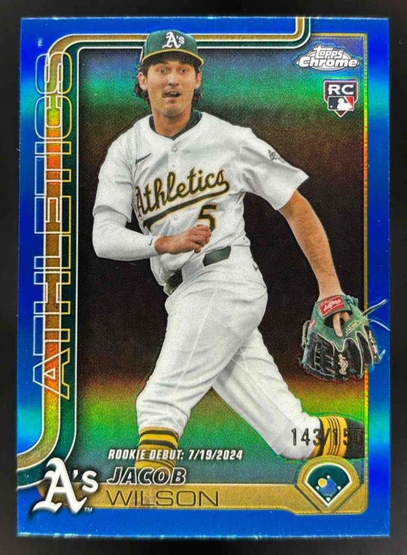 2025 Topps Chrome Update Jacob Wilson Blue Refractor /150 #USC150 RC Athletics