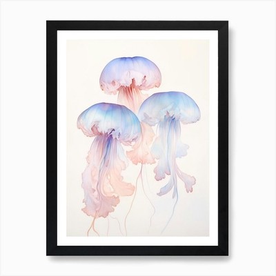 Upside Down Jellyfish Simple Drawin Framed Wall Art Poster Canvas Print Picture