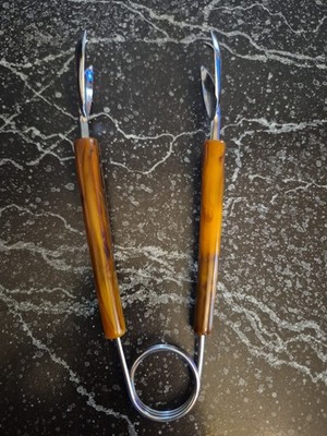 Vintage MCM Bakelite Handle Clawed Ice Tongs