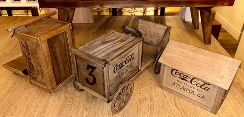 Lot 3 Vintage Franklin Mint Doll Wooden Coca-Cola Soap Box Car+Scooter+Dog House