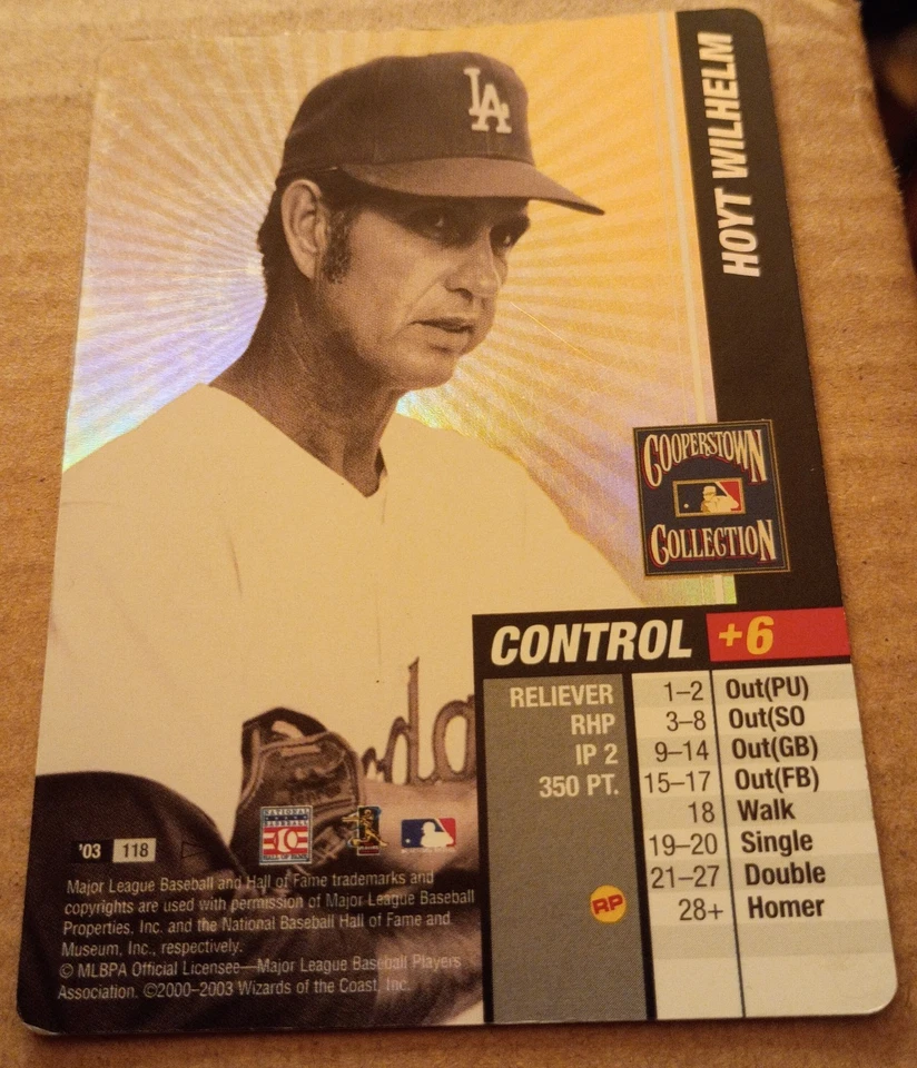 2003 MLB Showdown Hoyt Wilhelm FOIL Cooperstown Collection #118 Dodgers - Image 2 of 4