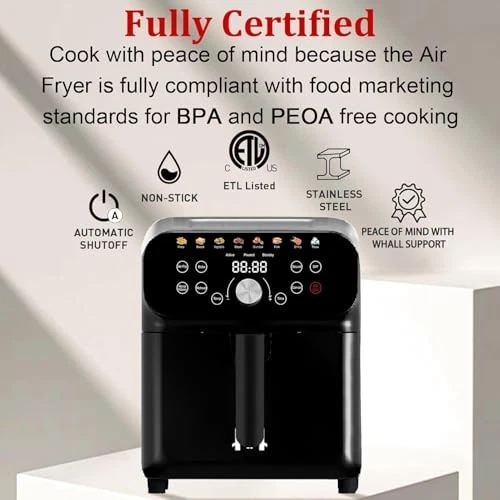 6.2QT Digital Air Fryer Oven with LED Display 10.63D x 13.78W x 12.72H