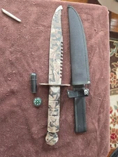 14 Inch Survival knife With Compass Matches Needle And Thread