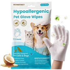 Petinstinct Extra Thick Pet Glove Wipes for Dogs Cats, Double Moisture White