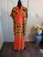 African Kaftan Dress Tie Dye One Size Multi Color 54inch Long