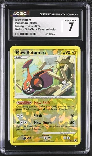 CGC 7 NEAR MINT Mow Rotom RT4 Rising Rivals Sub-set Reverse Holo Pokemon Card