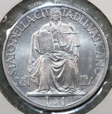 1942 VATICAN CITY 1 Lira First Year POPE PIUS XII Pontifex~99