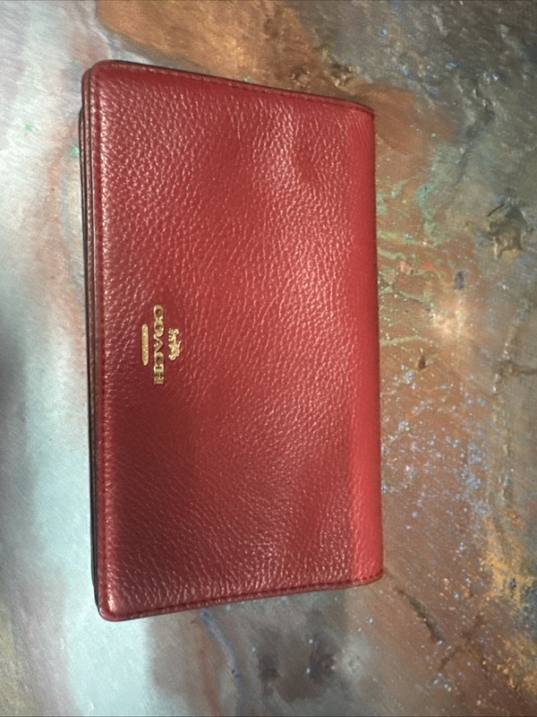 COACH 1941 Red Corner Zip Wristlet Crossgrain Leather ~ Style 58032 ~ NWT