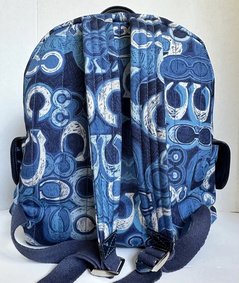 Mochila Bolso de Mano Coach Poppy Pop C Apliques Azul Denim XL Limitado Usado en Excelente Condición 19880 Foto 4 de 4